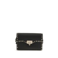 Valentino Garavani Black Calf Leather Bos Taurus Shoulder Bag
