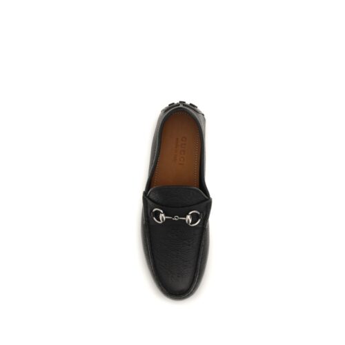 10217076.jpeg Gucci Black Calf Leather Bos Taurus Slip-On Loafers