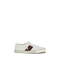 Gucci White Cotton Low Top Sneakers