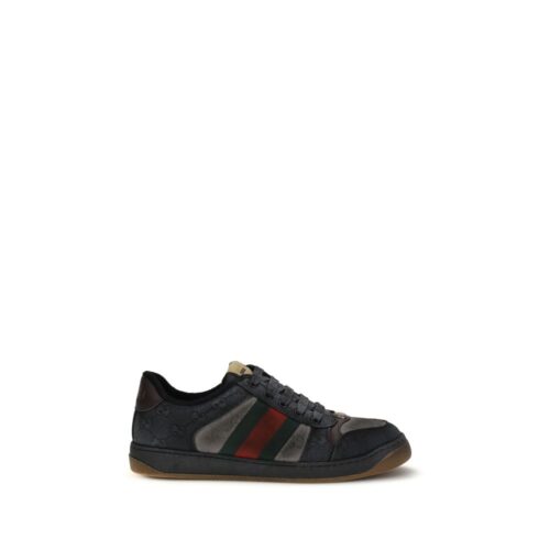 Gucci Black Calf Leather Bos Taurus Low Top Sneakers