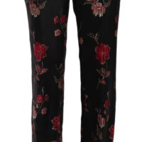 Dolce & Gabbana Mustad bootcut püksid lillemustriga