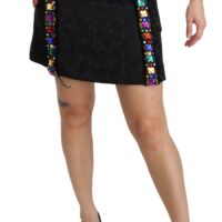 Dolce & Gabbana must kristallkaunistustega kõrge pihaga seelik