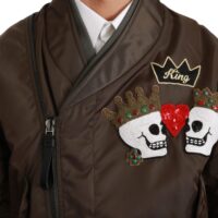 Dolce & Gabbana pruun bomber-jakk kolju ja krooni logoga