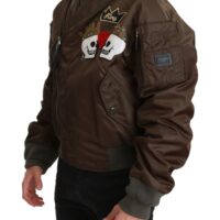 Dolce & Gabbana pruun bomber-jakk kolju ja krooni logoga