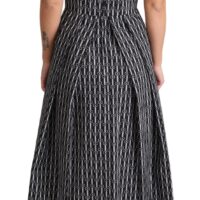 Dolce & Gabbana musta-valge mustriga puuvillane A-lõikeline kleit