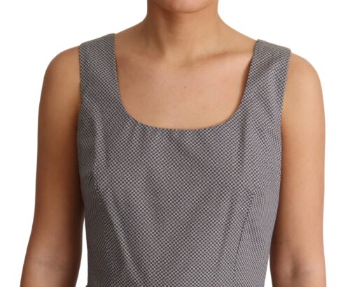 Dolce & Gabbana sinine-beež geomeetrilise mustriga puuvillane A-lõikeline kleit