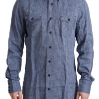 1513785.jpg Dolce & Gabbana Sinine Triibuline Meeste Vabaaja Nööpsärk