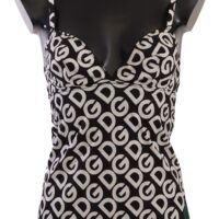 Dolce & Gabbana Must/Valge Logoprindiga Camisole Topp Aluspesu