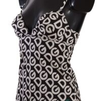 Dolce & Gabbana Must/Valge Logoprindiga Camisole Topp Aluspesu