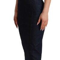 Dolce & Gabbana tumesinine puuvillane teksariidest ümberlõikeline midi-kleit