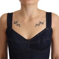 Dolce & Gabbana tumesinine puuvillane teksariidest ümberlõikeline midi-kleit