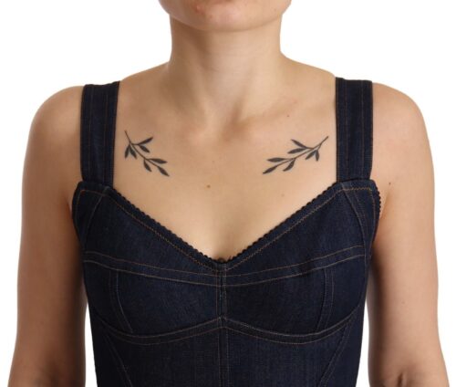 Dolce & Gabbana tumesinine puuvillane teksariidest ümberlõikeline midi-kleit