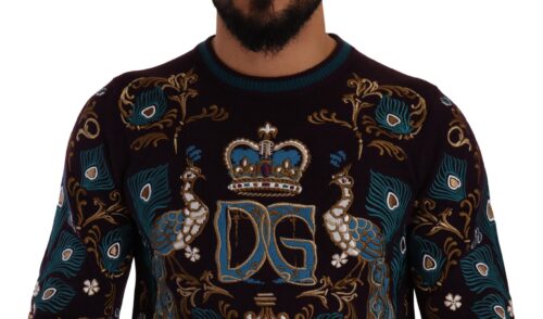 Dolce & Gabbana Bordeaux Cashmere DG Crown Embroidered Sweater