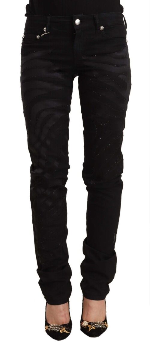Just Cavalli mustad mid waist skinny teksad