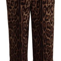 Dolce & Gabbana Pruunid leopardimustriga kõrge vöökohaga püksid SARTORIA ITALIANA