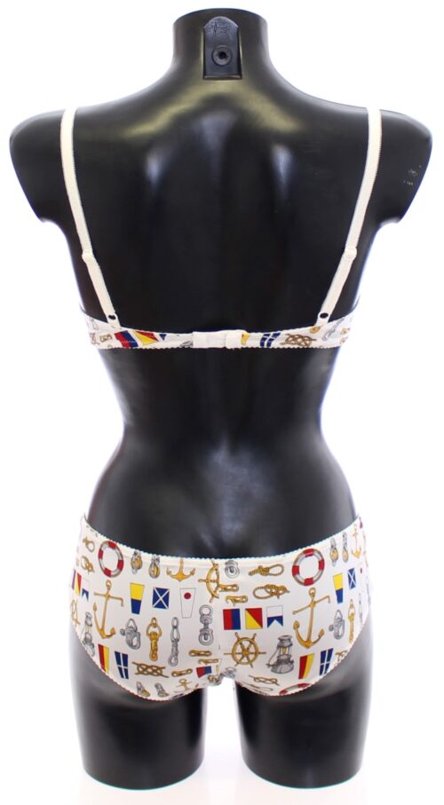 Dolce & Gabbana Valge meremehe mustriga rinnahoidja ja aluspükste komplekt