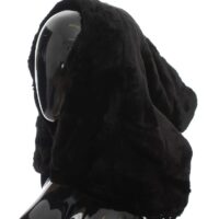 306445.jpg Dolce & Gabbana Black Weasel Fur Crochet Hood Scarf Hat