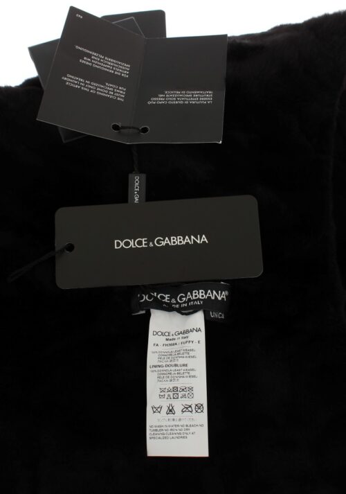 306451.jpg Dolce & Gabbana Black Weasel Fur Crochet Hood Scarf Hat