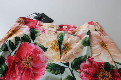 Dolce & Gabbana Multicolor Flora kõrge vöökohaga lühendatud püksid