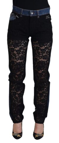 Dolce & Gabbana mustad skinny teksad Floral Lace Front