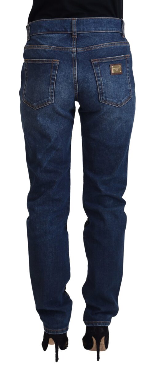 Dolce & Gabbana mustad skinny teksad Floral Lace Front