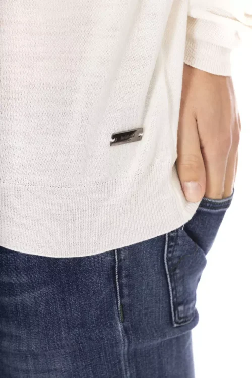 Baldinini Trend valge meeste kõrge kaelusega sviiter