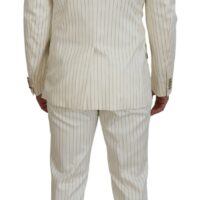 Dolce & Gabbana Off White ja kuldse triibuga slim fit smokingukomplekt