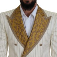 Dolce & Gabbana Off White ja kuldse triibuga slim fit smokingukomplekt