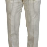 Dolce & Gabbana Off White ja kuldse triibuga slim fit smokingukomplekt