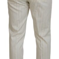 Dolce & Gabbana Off White ja kuldse triibuga slim fit smokingukomplekt