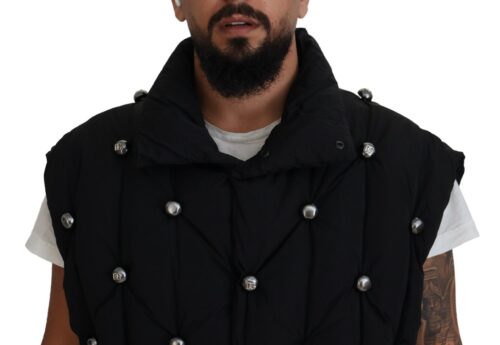 Dolce & Gabbana Black varrukateta vestjakk DG Metal Embellishment