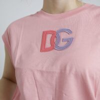 Dolce & Gabbana Roosa DG Logo ümara kaelusega maika