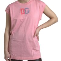 Dolce & Gabbana Roosa DG Logo ümara kaelusega maika