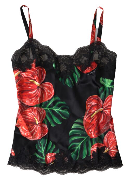 Dolce & Gabbana Must anthuriumi mustriga aluspesu camisole top