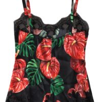 Dolce & Gabbana Must anthuriumi mustriga aluspesu camisole top