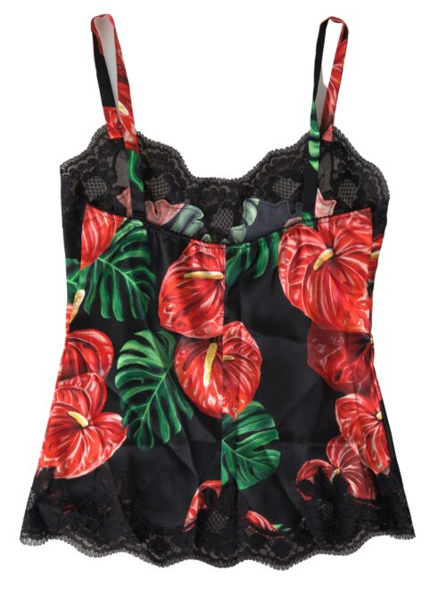 Dolce & Gabbana Must anthuriumi mustriga aluspesu camisole top