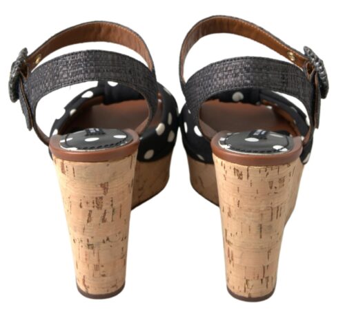 Dolce & Gabbana mustad kiilkonts-sandaalid täppidega ja pahkluurihmaga