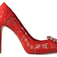 4294997.jpg Dolce & Gabbana Red Taormina Lace Crystal Heels Pumps Shoes