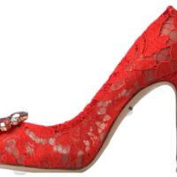 4294998.jpg Dolce & Gabbana Red Taormina Lace Crystal Heels Pumps Shoes