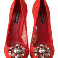 Untitled design - 187 Dolce & Gabbana Red Taormina Lace Crystal Heels Pumps Shoes