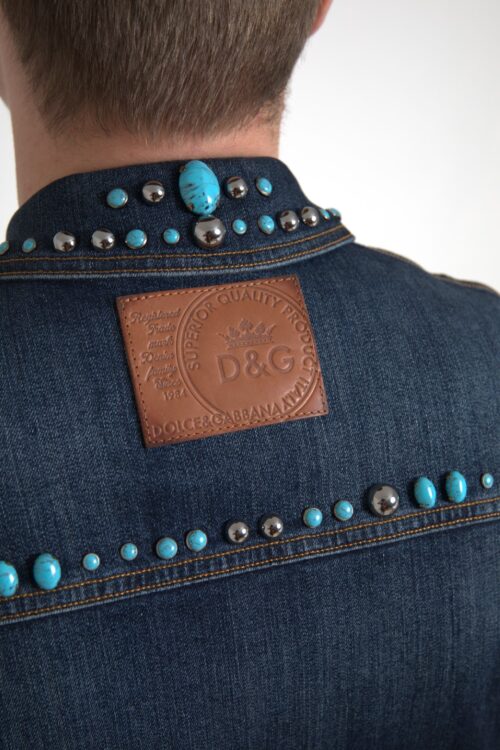 Dolce & Gabbana Blue Denim türkiiskividega neetidega jakk