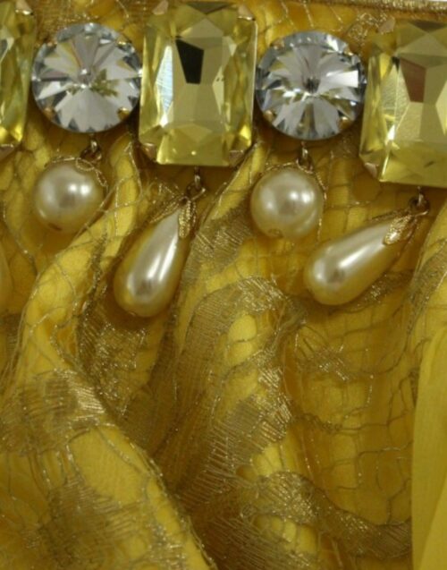 Dolce & Gabbana kollane pitsminikleit kristallidega