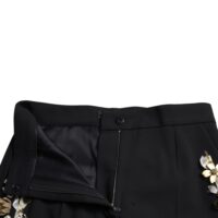 Dolce & Gabbana Mustad lilleaplikatsioonidega kõrge vöökohaga kitsenevad püksid