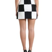 Dolce & Gabbana Must/Valge Lilleline Kõrge Vöökohaga Seelik