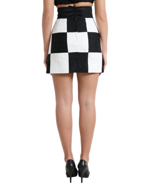 Dolce & Gabbana Must/Valge Lilleline Kõrge Vöökohaga Seelik