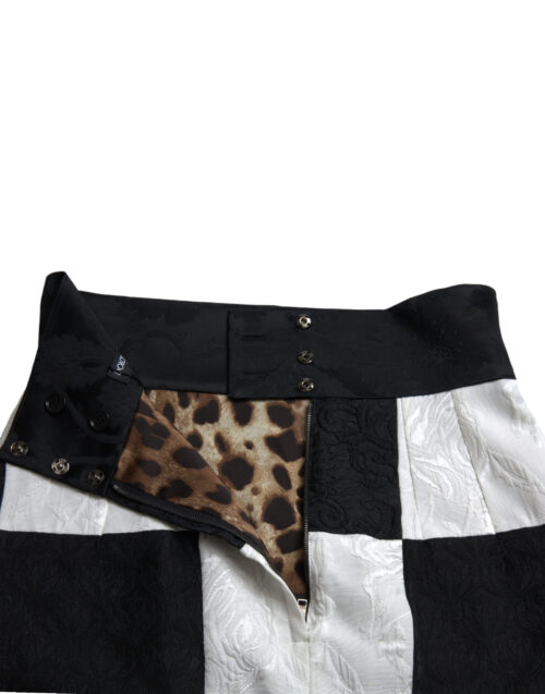 Dolce & Gabbana Must/Valge Lilleline Kõrge Vöökohaga Seelik