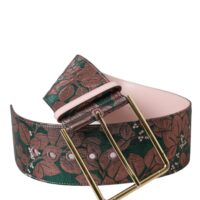 Dolce & Gabbana Multicolor Floral Jacquard Lurex Gold Buckle Belt