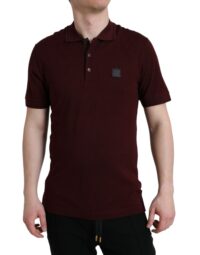 Dolce & Gabbana Maroon kraega lühikeste varrukatega polo T-särk