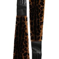 Dolce & Gabbana pruunid ja mustad leopardimustrilised küünarnukini kindad