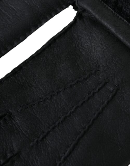 Dolce & Gabbana Mustad lühikesed karusnahaga kindad